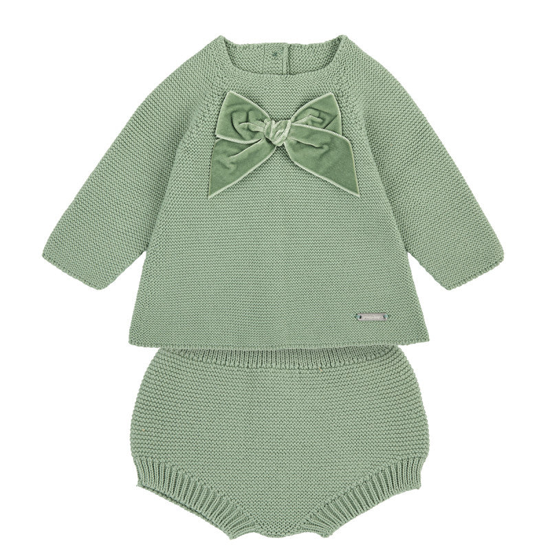 Completo Con Culotte E Maglia Con Fiocco In Velluto Neonata CONDOR 55811