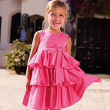 Abito Elegante Smanicato In Cotone Con Fiocco Neonata SARABANDA G247