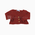 Cardigan In Tinta Unita Rosso Con Bottoni Oro Neonata A&J 528 - A&J - LuxuryKids