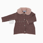Cardigan Misto cotone con Colletto ecopelliccia Neonata A&J 512 - A&J - LuxuryKids