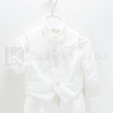 Completo 4 Pezzi Bianco Seta In Velluto Battesimo Neonato Creazioni Luana 3150 - CREAZIONI LUANA - LuxuryKids