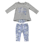 Completo caldo cotone max maglia con leggings Bambina grigio e blu SARABANDA L271 - SARABANDA - LuxuryKids