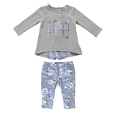 Completo caldo cotone max maglia con leggings Bambina grigio e blu SARABANDA L271 - SARABANDA - LuxuryKids