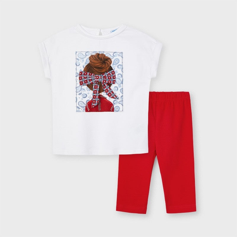 Completo Con Leggings Rosso E Shirt Bambina MAYORAL 3735 - MAYORAL - LuxuryKids