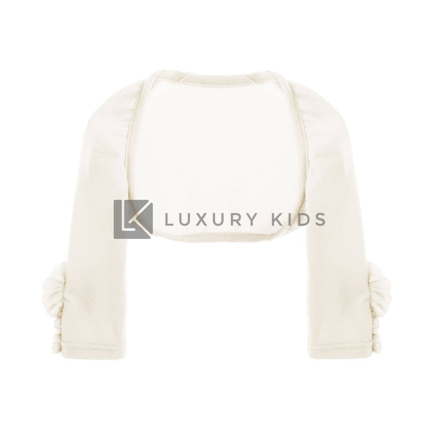 Coprispalle Elegante Manica Lunga In Cotone Elasticizzato Bianco Neonata Bufi B522AL - BUFI - LuxuryKids