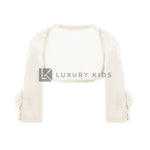 Coprispalle Elegante Manica Lunga In Cotone Elasticizzato Bianco Neonata Bufi B522AL - BUFI - LuxuryKids
