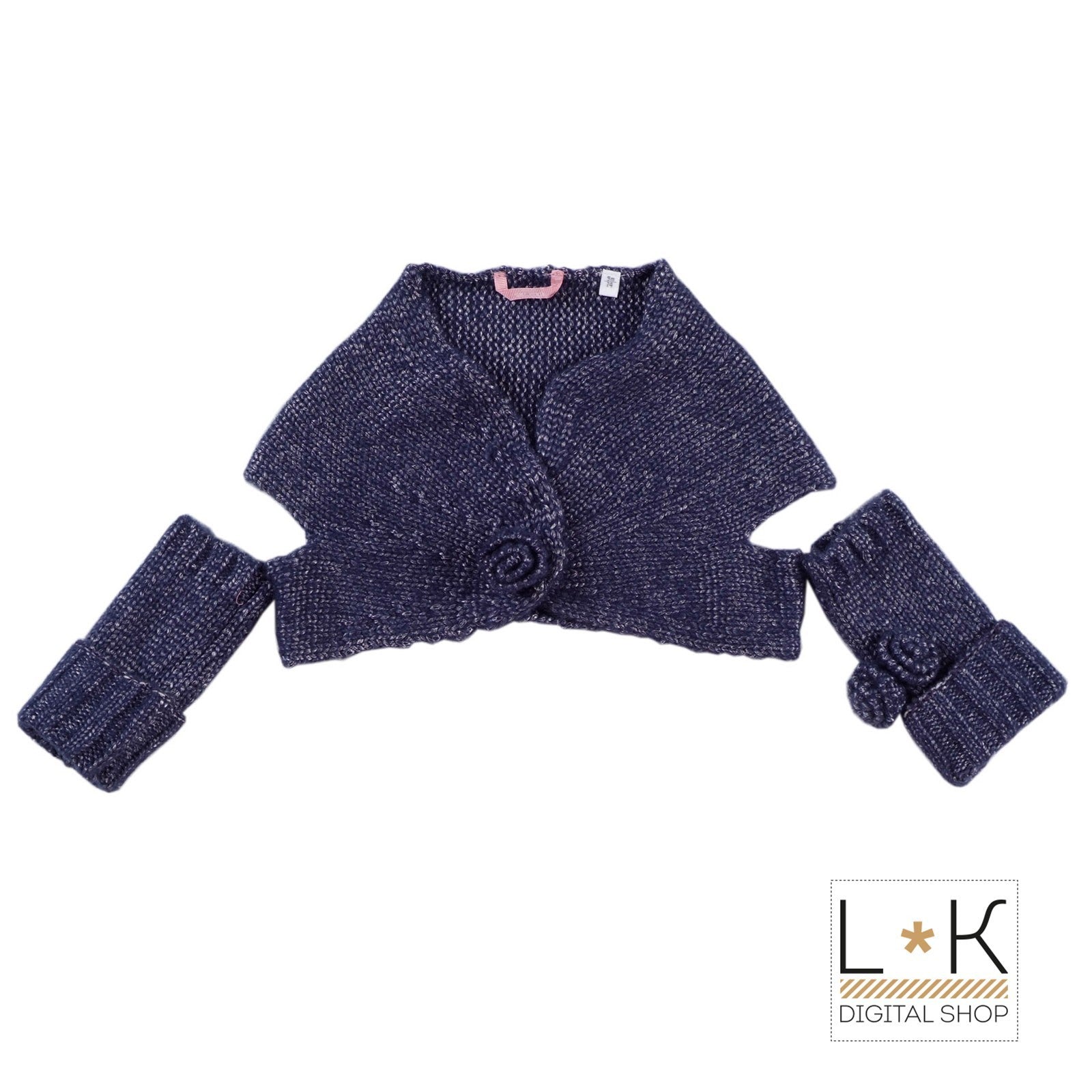 Coprispalle in misto lana Blu con Maniche Aggiuntive Neonata Sarabanda F260 - SARABANDA - LuxuryKids