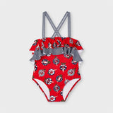 Costume Intero Con Volant Rosso Con Stampa Bambina MAYORAL 3745 - MAYORAL - LuxuryKids