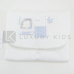 Fasciatoio Pieghevole In Cotone Bianco Con Patch Azzurri E Cuscinetto Interno Neonata LA SARTORIA DEI PICCOLI LFS663 - LA SARTORIA DEI PICCOLI - LuxuryKids