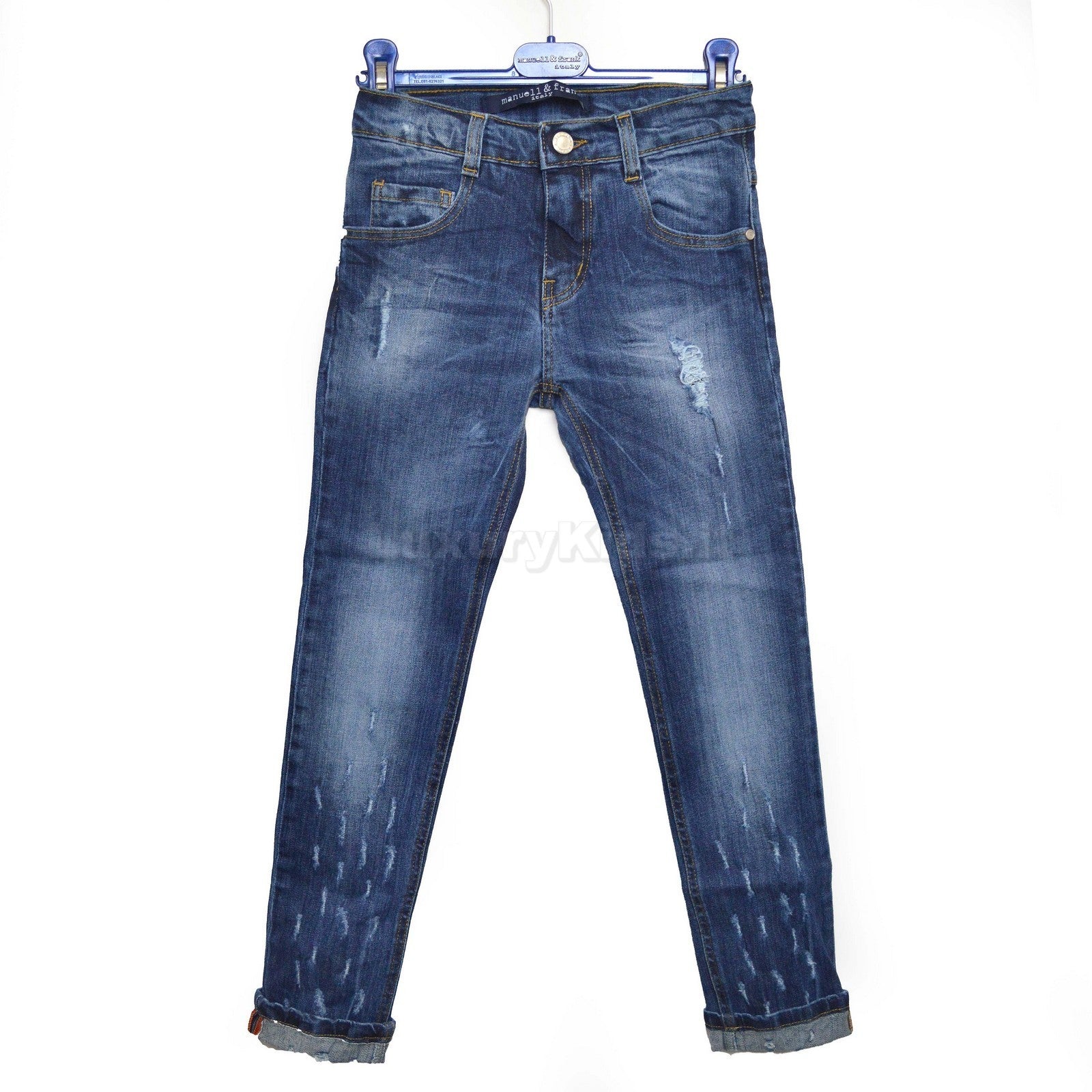 Jeans in Caldo Cotone Denim Effetto Strappato per Bambino Manuell&Frank MF1013R - MANUELL&FRANK - LuxuryKids