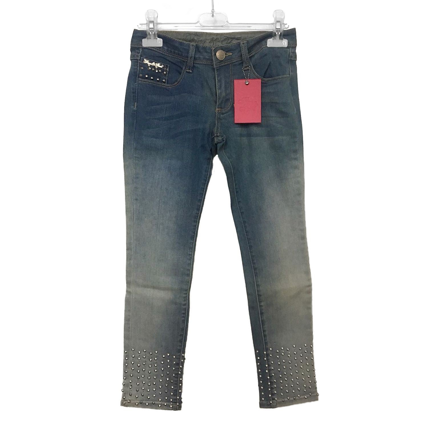 Jeans in Cotone con Borchie Bambina Denim Fun&Fun FUNJPT2187 - FUN&FUN - LuxuryKids