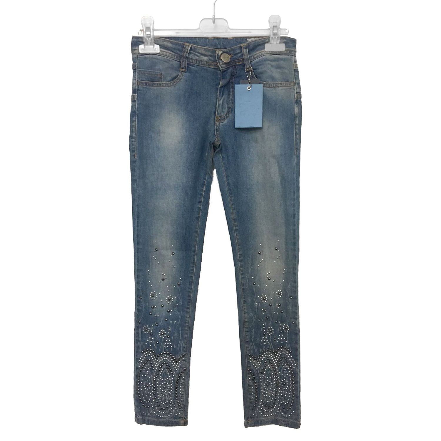 Jeans in Cotone con Borchie Bambina Denim Fun&Fun FUNJPT2671 - FUN&FUN - LuxuryKids