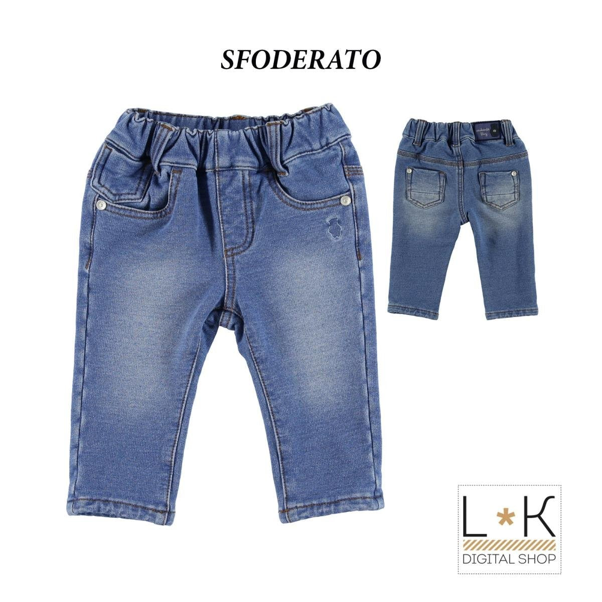 Jeans Morbido in Cotone Denim Neonato Minibanda N630 - MINIBANDA - LuxuryKids