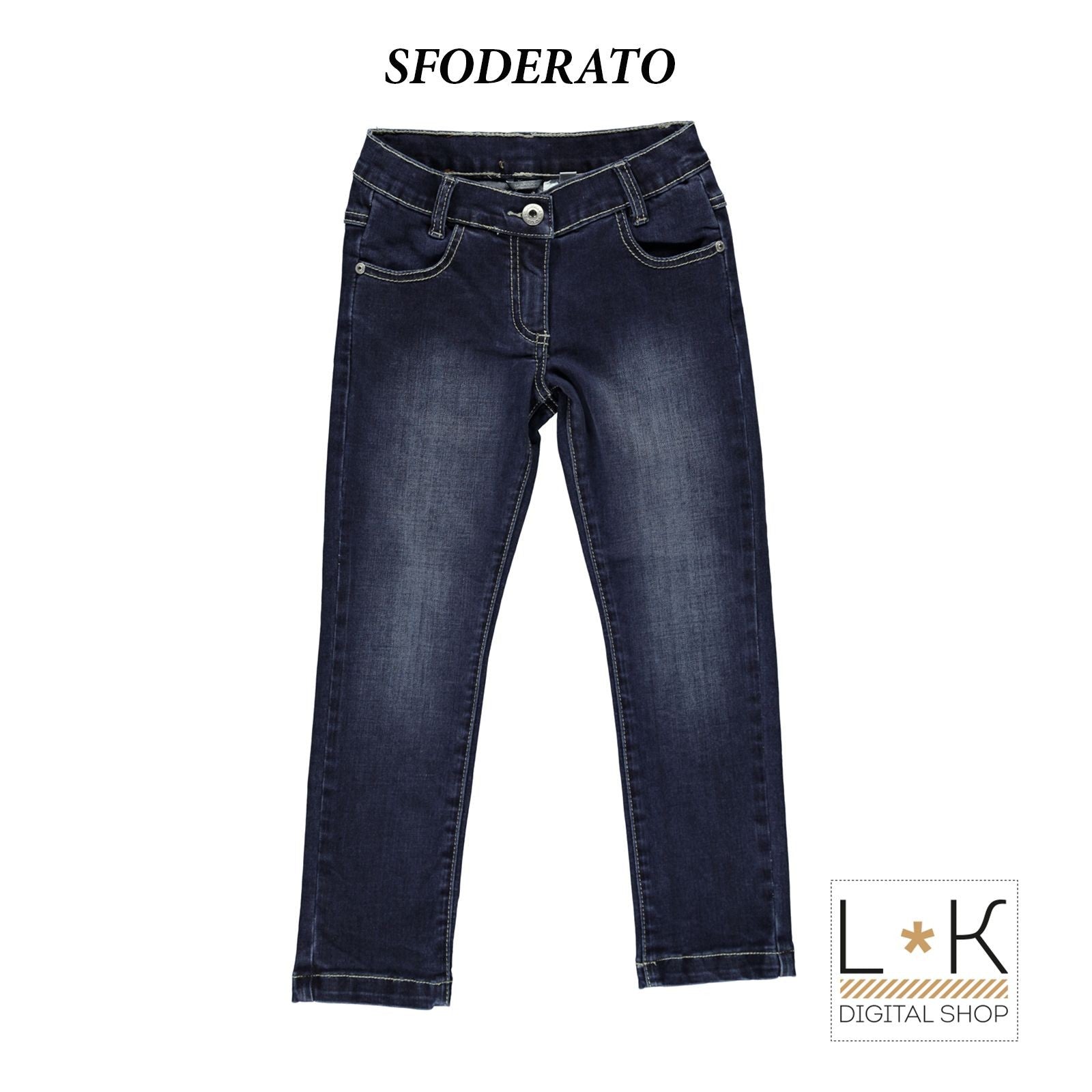 Jeans Slim Fit in Caldo Cotone Denim Bambina Sarabanda H804 - SARABANDA - LuxuryKids