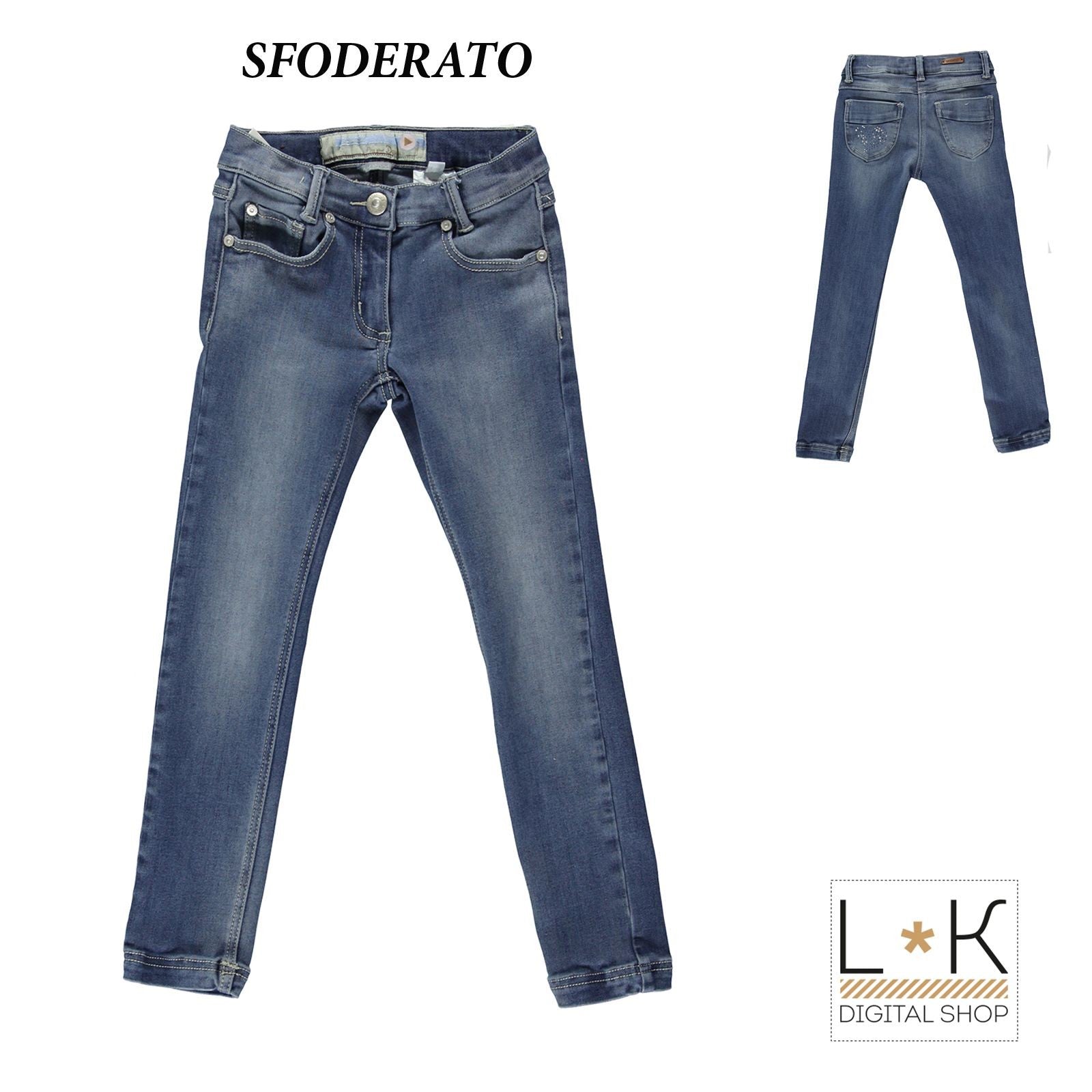 Jeans Slim Fit in Caldo Cotone Denim Bambina Sarabanda L865 - SARABANDA - LuxuryKids