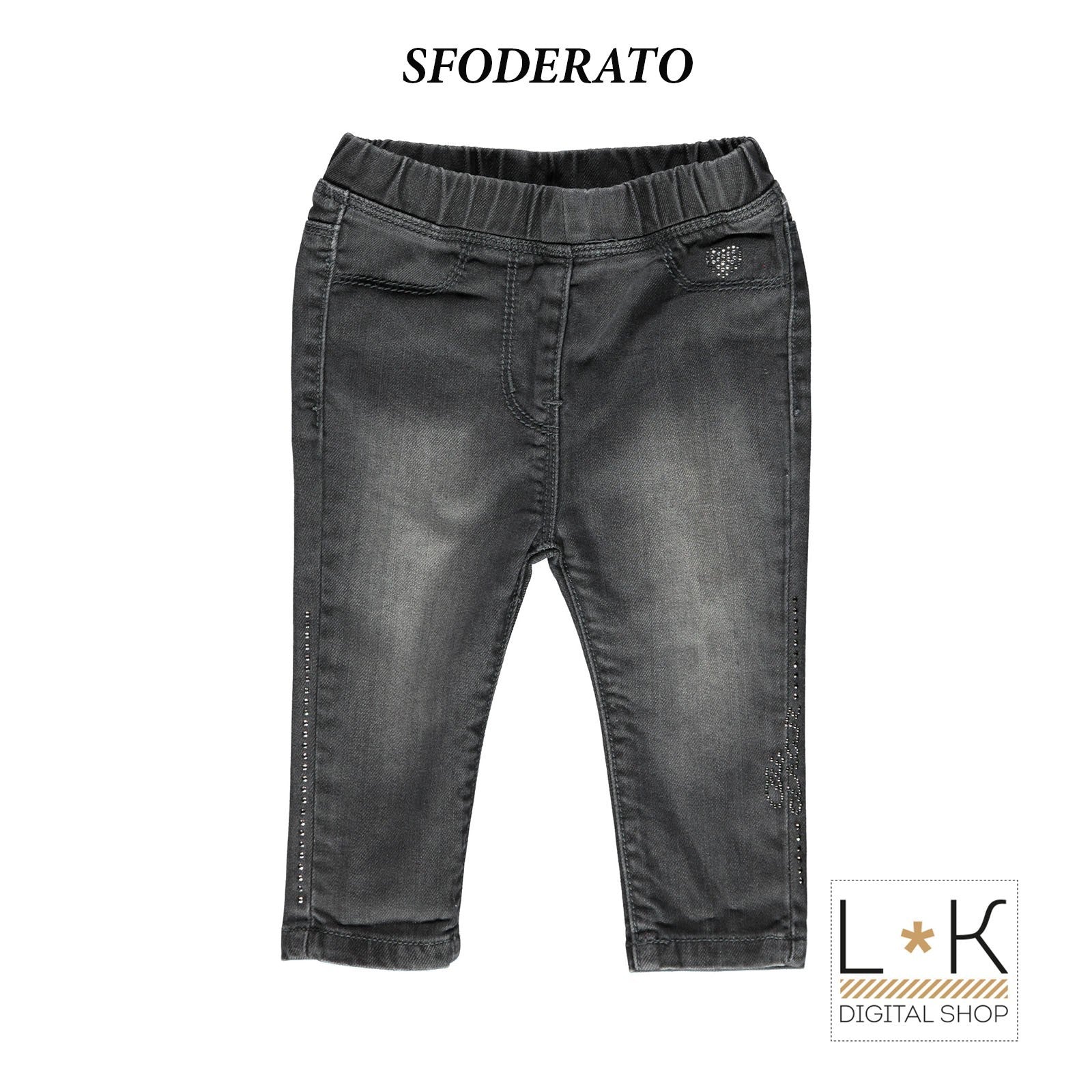 Jeans Slim in Caldo Cotone Nero Bambina Sarabanda H234 - SARABANDA - LuxuryKids