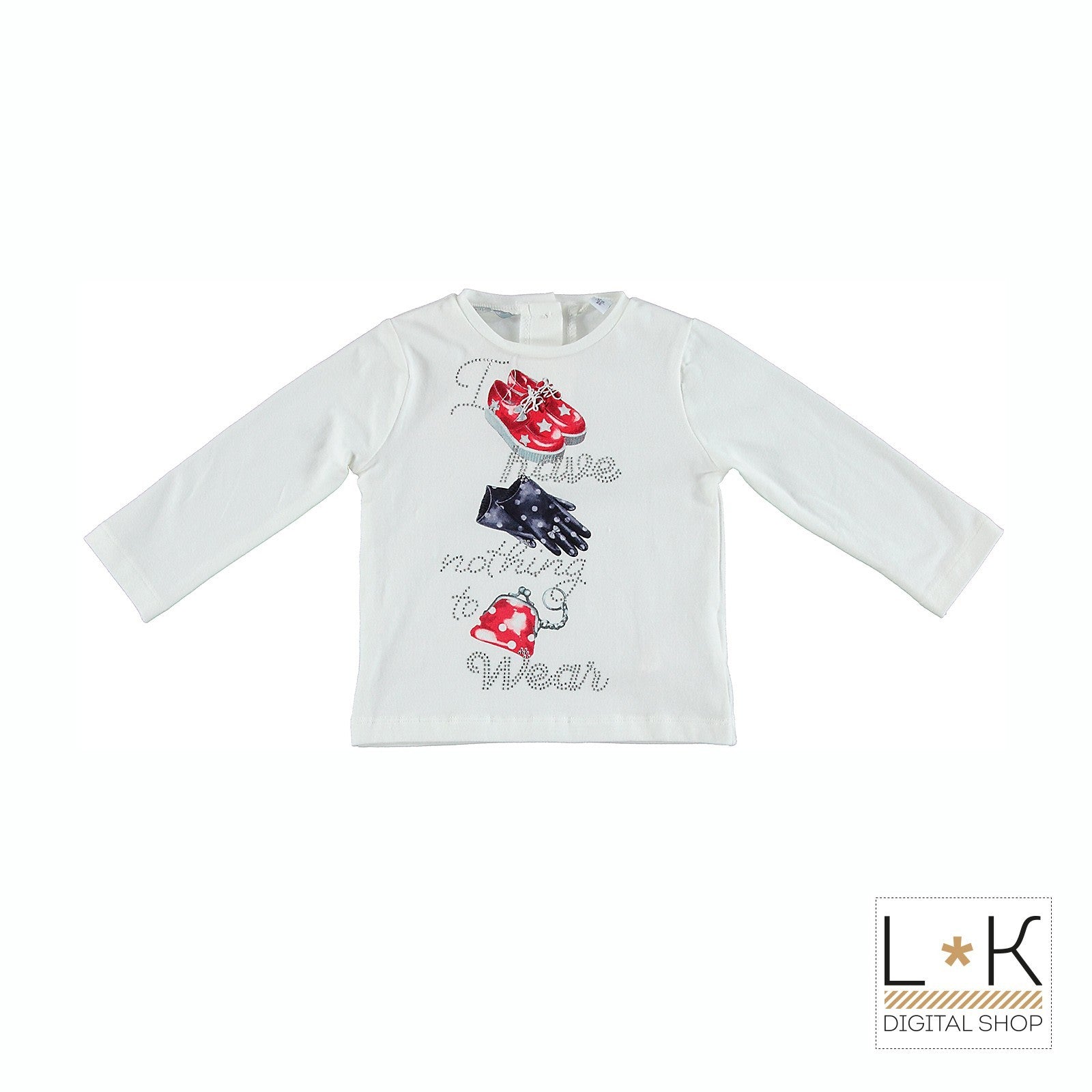 Maglia girocollo Cotone Bianco Bambina Sarabanda R208 - SARABANDA - LuxuryKids