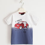 Maglia Maniche Corte In cotone Con Stampa 500 Bianca-Blu Neonato SARABANDA 2509 - SARABANDA - LuxuryKids