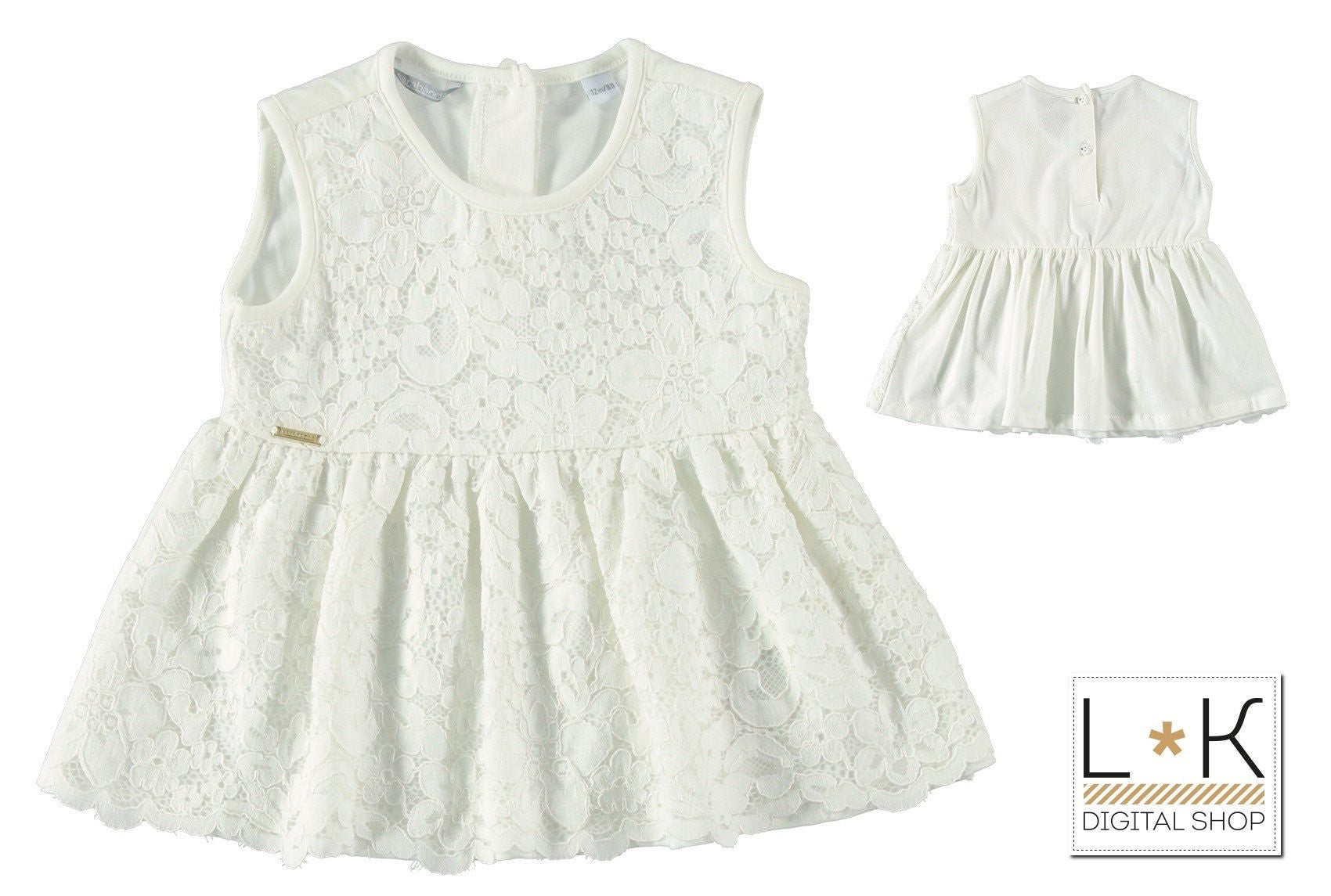 Maglia Smanicata Pizzo Panna Neonata Sarabanda U565 - SARABANDA - LuxuryKids