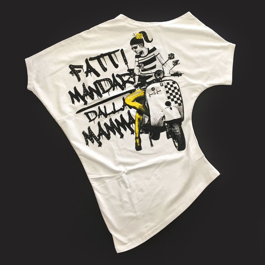 Maxi T-Shirt Asimmetrica in Cotone Bianco con Stampa Bambina Fun&Fun FUNJTS2608 - FUN&FUN - LuxuryKids