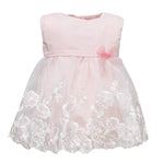 Pagliaccetto Elegante In Lino Con Tulle Rosa Neonata ISABEL IS460 - ISABEL - LuxuryKids