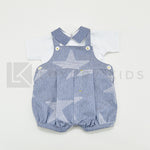 Pagliaccetto Intero Con Maglietta Bianca E Salopette In Denim Neonato LA SARTORIA DEI PICCOLI LPB754 - LA SARTORIA DEI PICCOLI - LuxuryKids