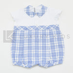 Pagliaccetto Intero In Cotone Bianco E Fantasia a Quadri Neonato LA SARTORIA DEI PICCOLI LPB755 - LA SARTORIA DEI PICCOLI - LuxuryKids