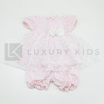 Pagliaccetto Spezzato In Cotone Rosa Neonata Ninnaoh E1905 - NINNAOH - LuxuryKids