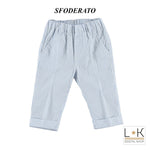 Pantalone a Righe in Cotone Neonato Celeste Minibanda M645 - MINIBANDA - LuxuryKids