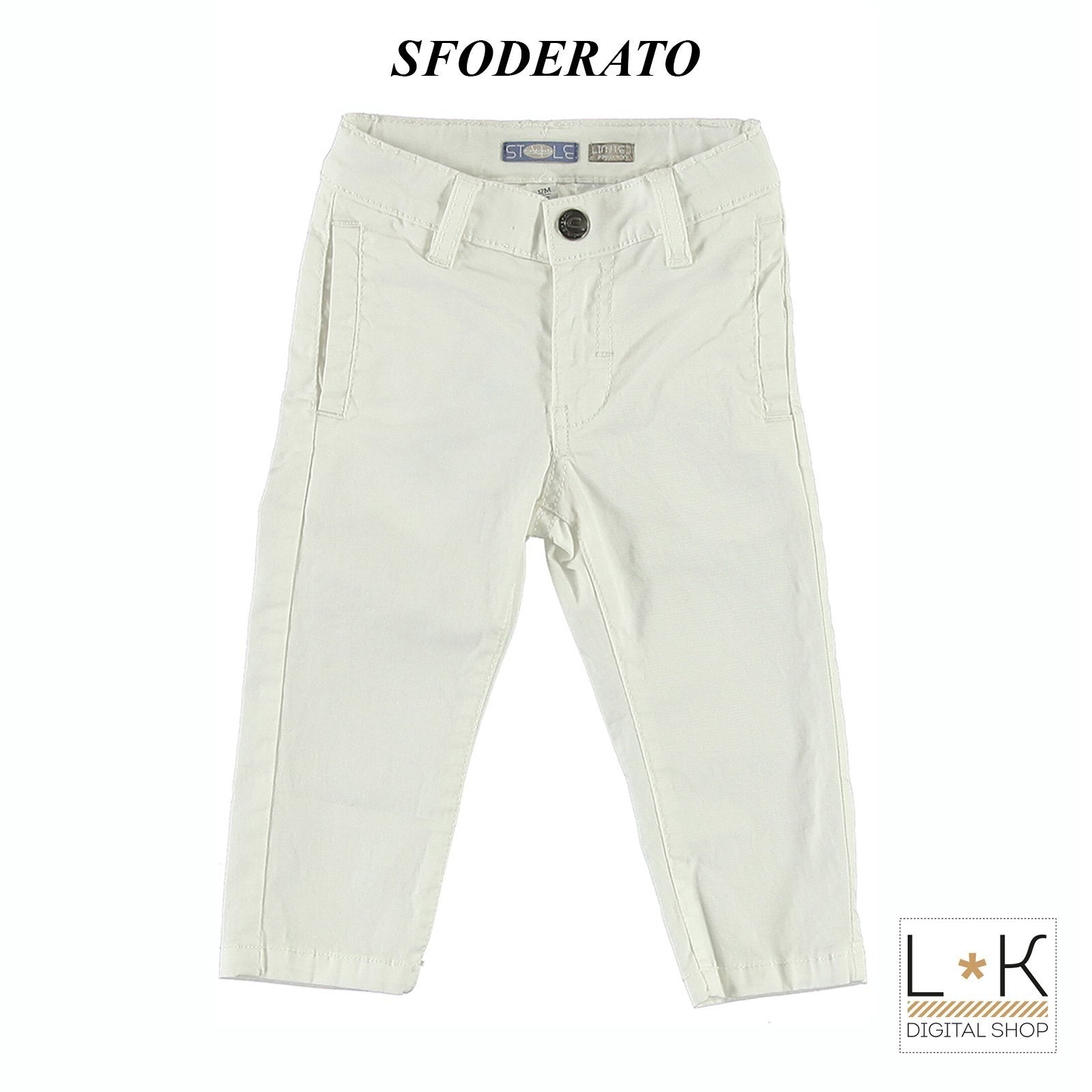 Pantalone a Tinta Unita Bianco Neonato Sarabanda Q150 - SARABANDA - LuxuryKids