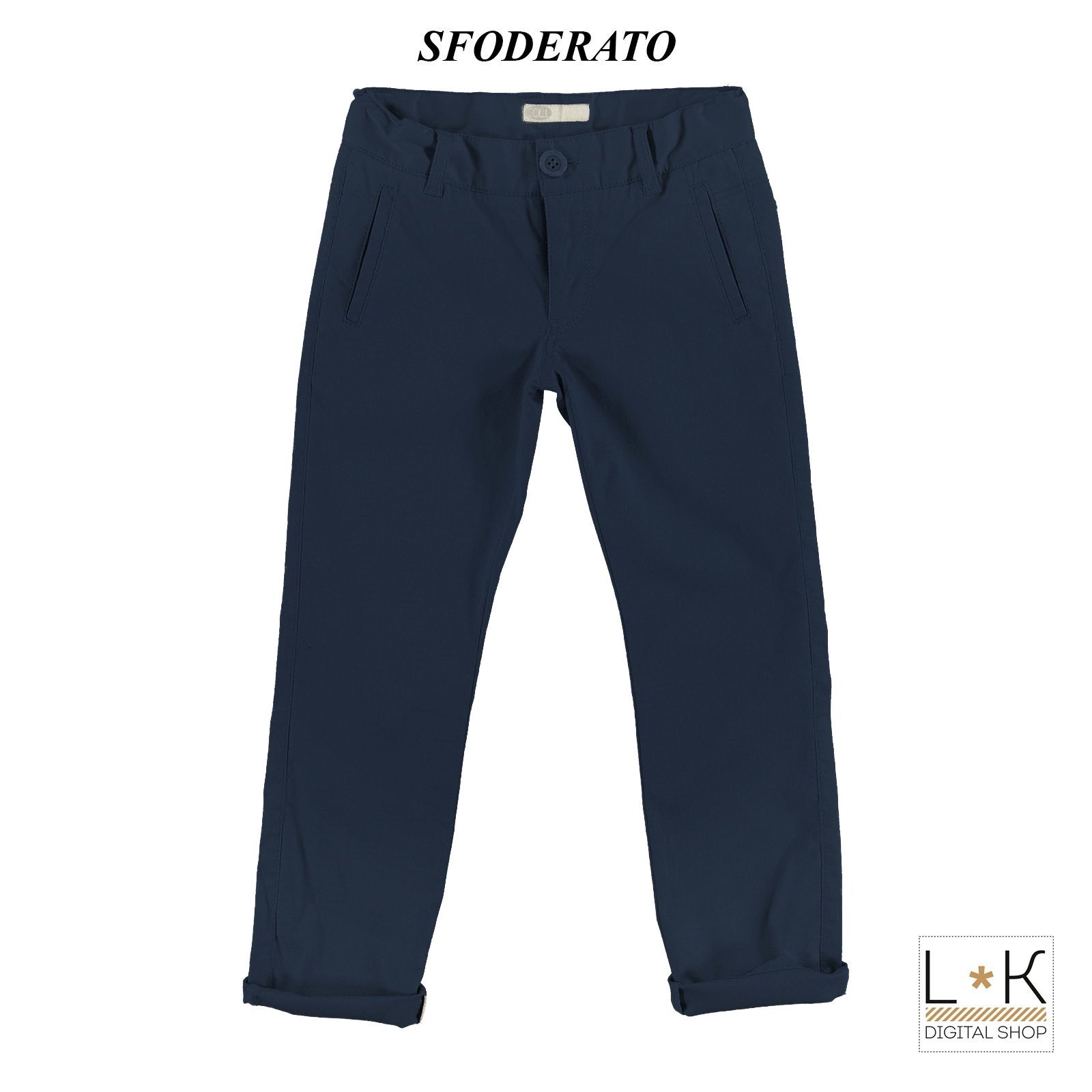 Pantalone a Tinta Unita in Micro Righe Bambino Blu Sarabanda S343 - SARABANDA - LuxuryKids