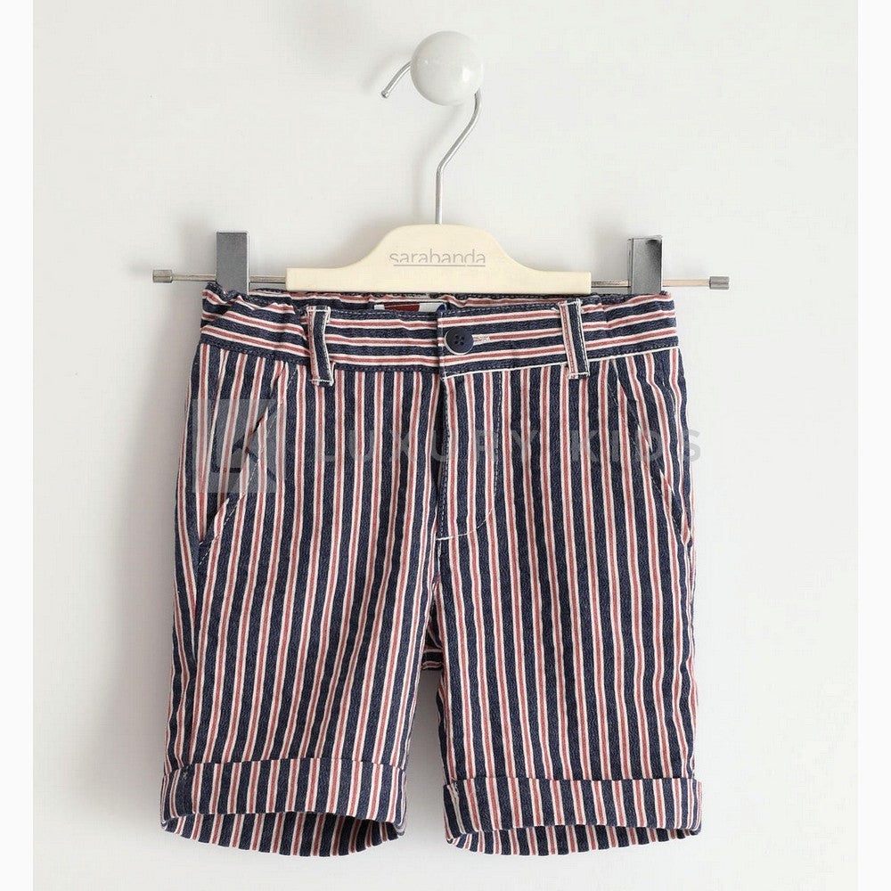 Pantalone corto in Cotone stretch rigato Neonato Sarabanda J538 - SARABANDA - LuxuryKids