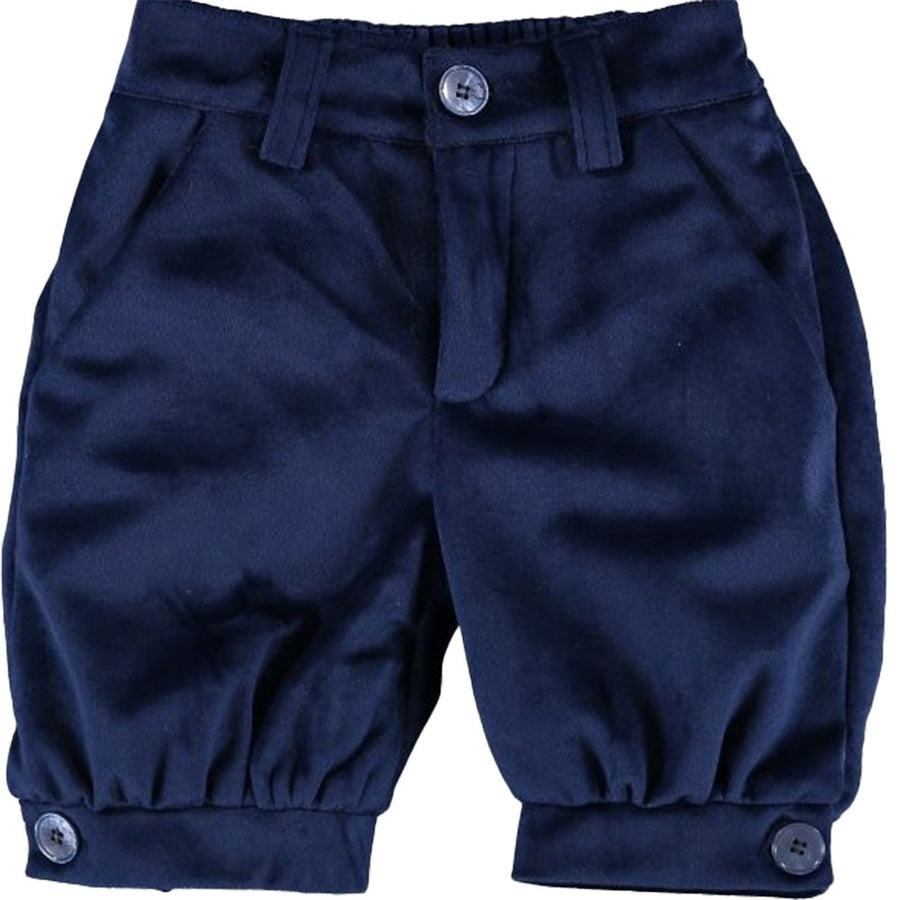 Pantalone Corto in Velluto Blu Neonato Manuell&Frank MF1182I - MANUELL&FRANK - LuxuryKids