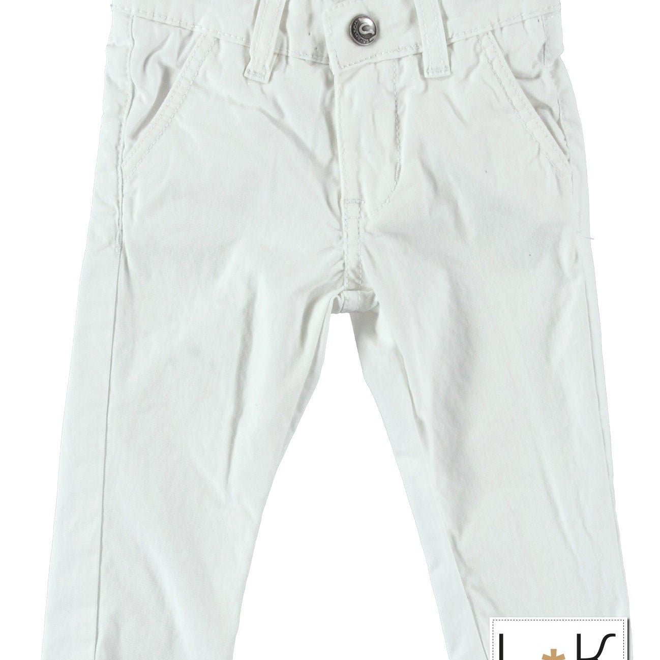 Pantalone Cotone Slim Fit  Bianco Neonato Sarabanda U150 - SARABANDA - LuxuryKids