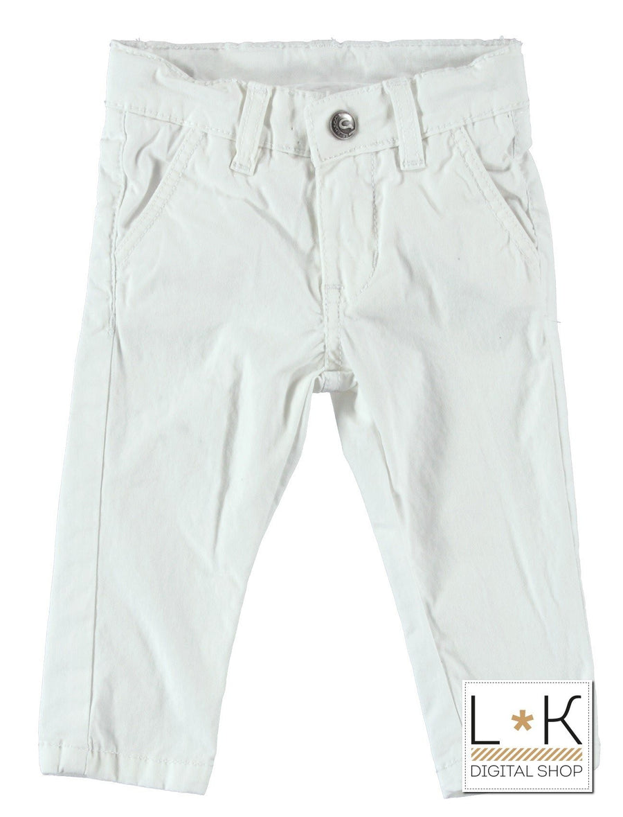 Pantalone Cotone Slim Fit  Bianco Neonato Sarabanda U150 - SARABANDA - LuxuryKids
