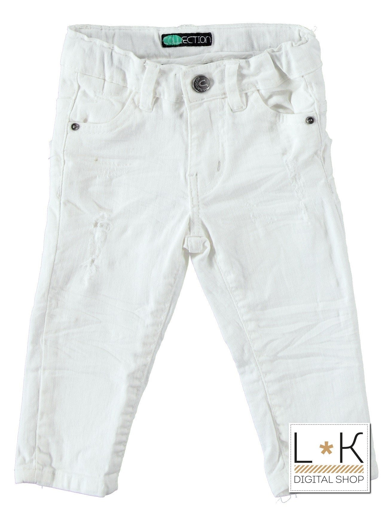 Pantalone Effetto Jeans Slim Fit  Bianco Bambino Sarabanda U156 - SARABANDA - LuxuryKids