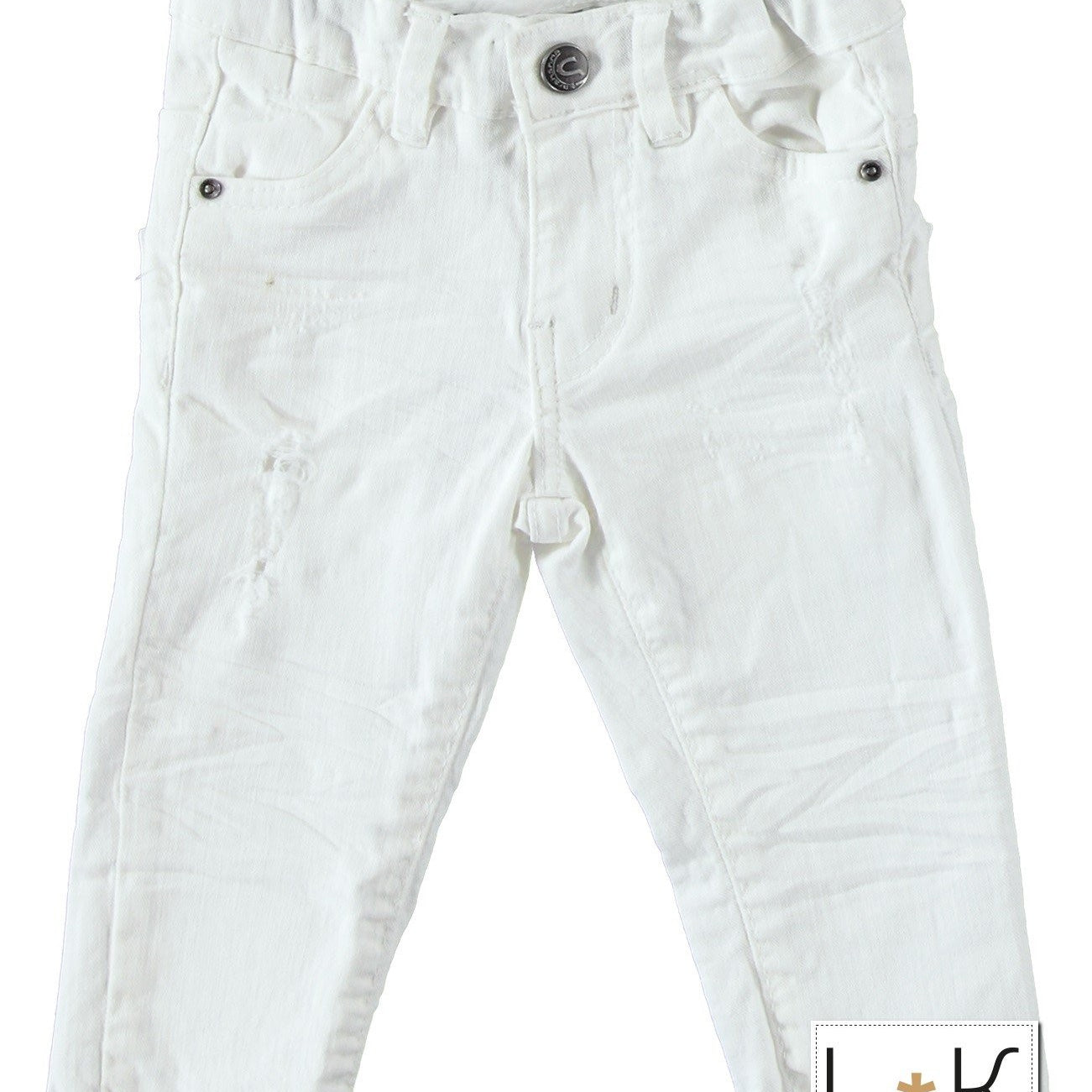 Pantalone Effetto Jeans Slim Fit  Bianco Neonato Sarabanda U156 - SARABANDA - LuxuryKids