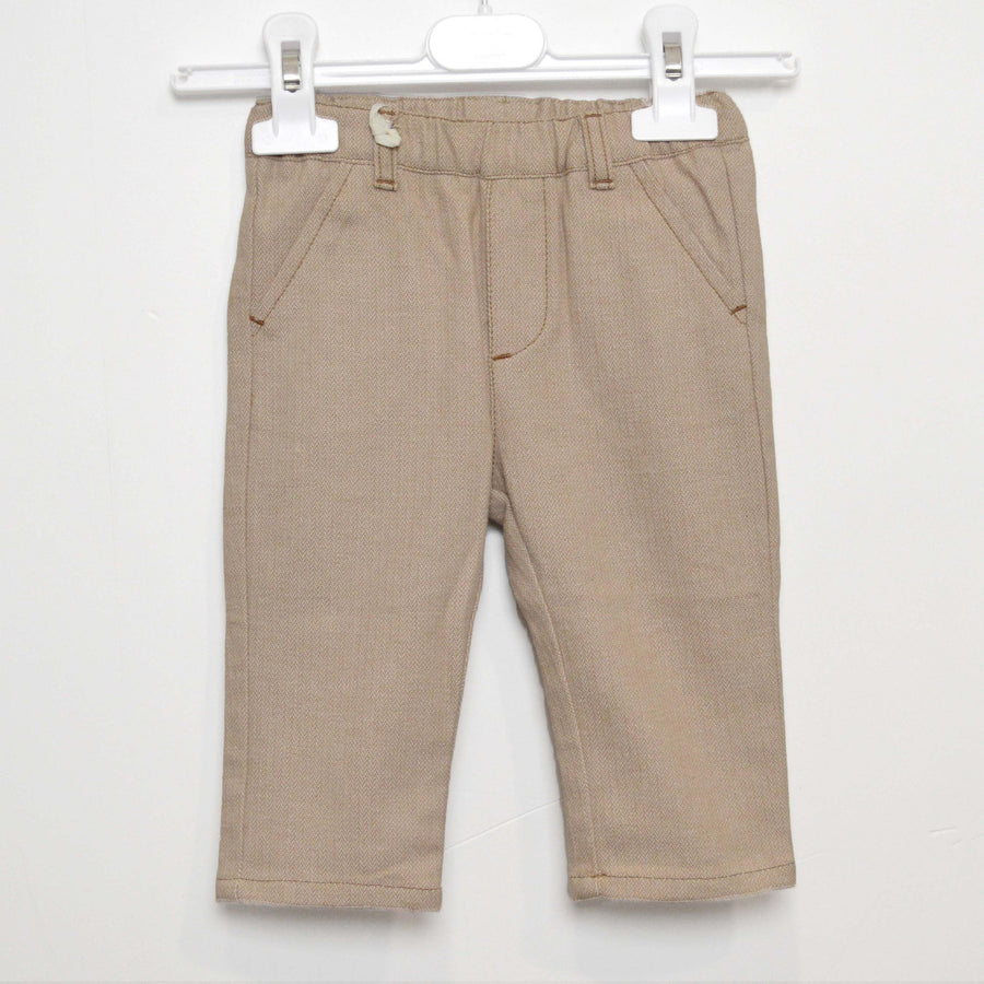 Pantalone Elegante in Caldo Cotone Beige Neonato Minibanda N636BE - MINIBANDA - LuxuryKids