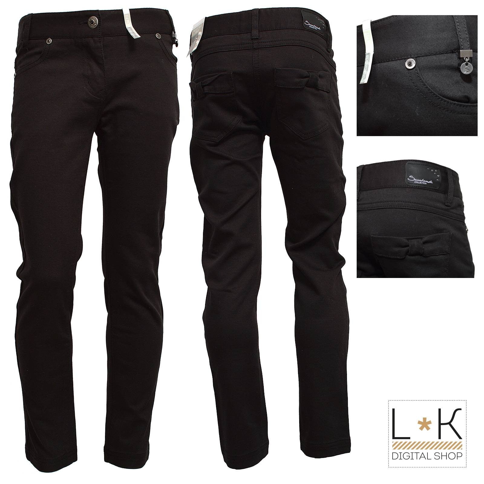 Pantalone in Caldo Cotone Slim Fit Nero Bambina Sarabanda H431 - SARABANDA - LuxuryKids