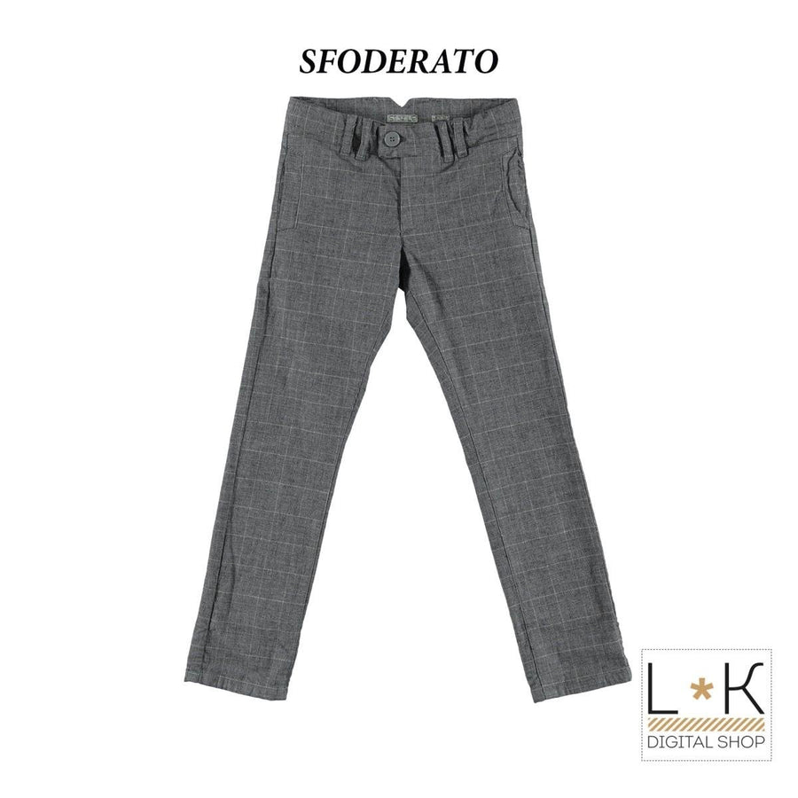 Pantalone in Cotone a Quadretti Grigio Bambino Sarabanda N354 - SARABANDA - LuxuryKids