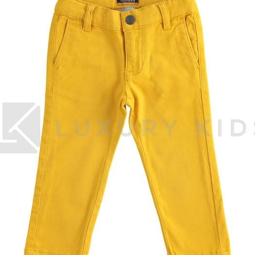 Pantalone In Twill Di Cotone Slim Fit Senape Neonato Sarabanda K150 - SARABANDA - LuxuryKids