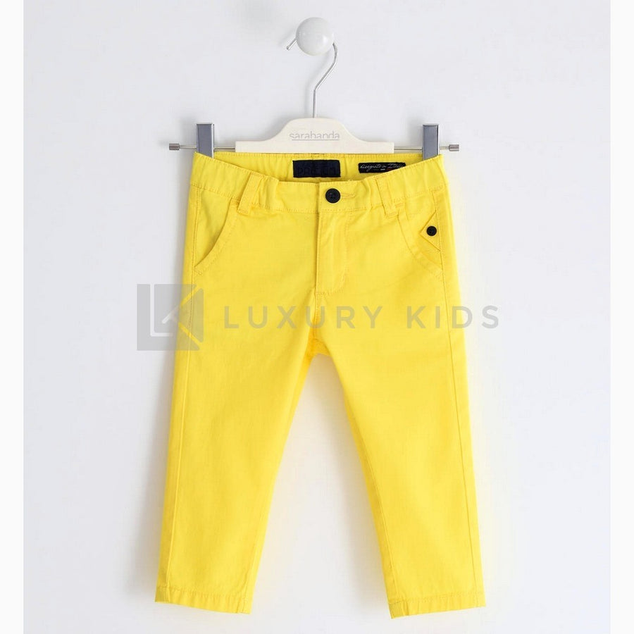 Pantalone In Twill Strech Slim Fit Giallo Neonato Sarabanda J150 - SARABANDA - LuxuryKids