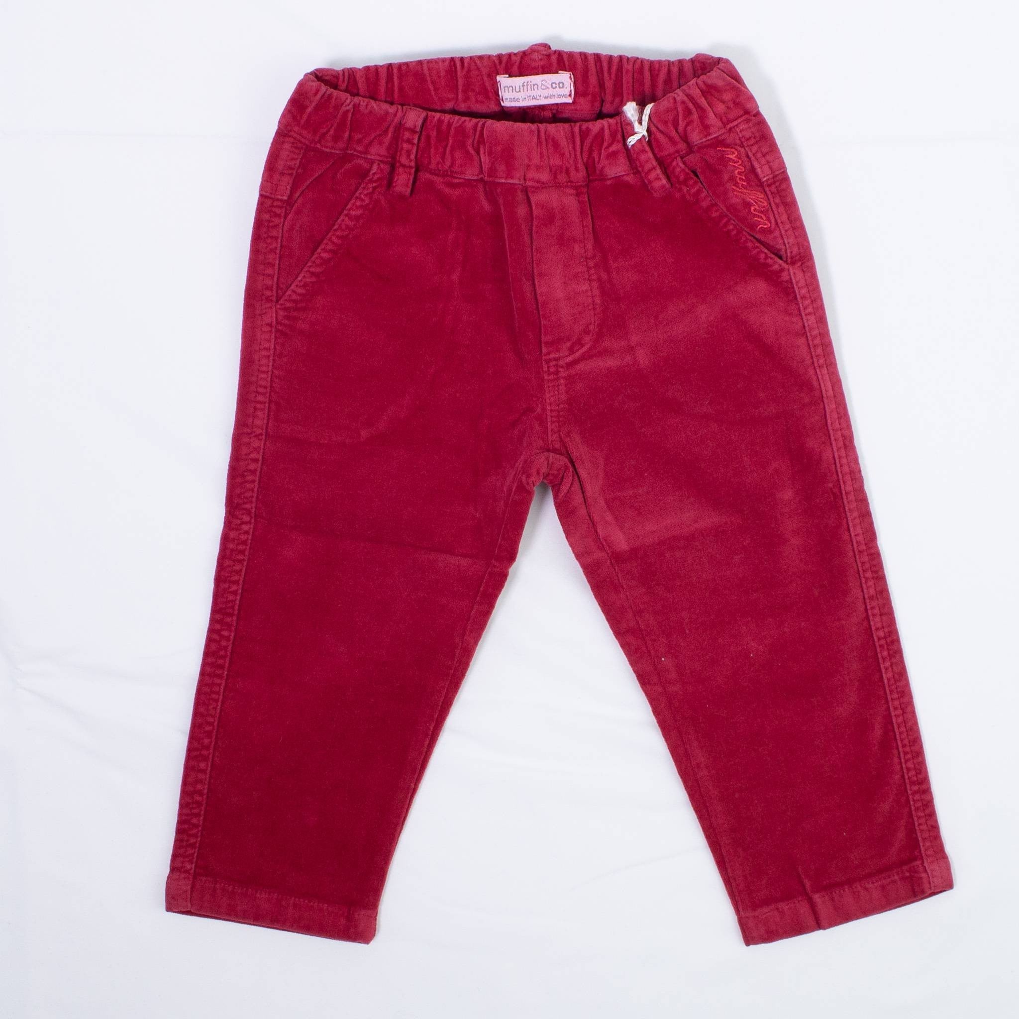 Pantalone in Velluto Rosso Neonato Muffin&Co 6734 - MUFFIN&CO - LuxuryKids