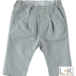 Pantalone Lungo Microfantasia In Cotone Grigio Neonato Minibanda U654 - MINIBANDA - LuxuryKids