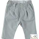 Pantalone Lungo Microfantasia In Cotone Grigio Neonato Minibanda U654 - MINIBANDA - LuxuryKids
