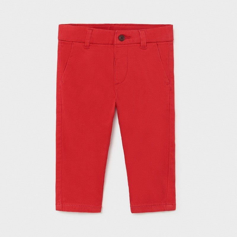 Pantalone Lungo Slim In Cotone Rosso Neonato MAYORAL 522 - MAYORAL - LuxuryKids