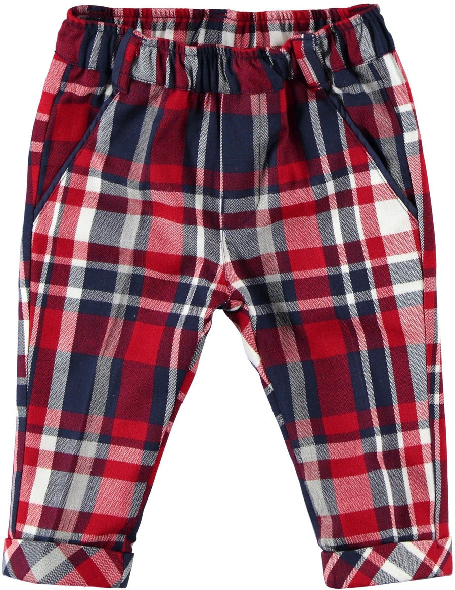 Pantalone Modello Chinos In Viscosa Strech Scozzese Neonato Minibanda K648 - MINIBANDA - LuxuryKids