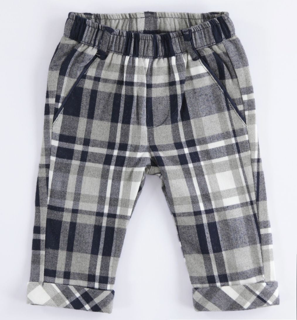 Pantalone Modello Chinos In Viscosa Strech Scozzese Neonato Minibanda K648 - MINIBANDA - LuxuryKids
