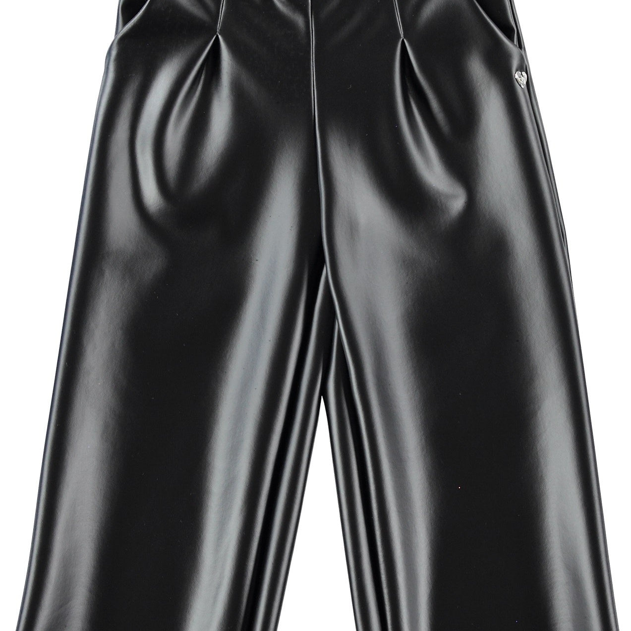 Pantalone Modello Crop In Ecopelle Nero Bambina Sarabanda K442 - SARABANDA - LuxuryKids