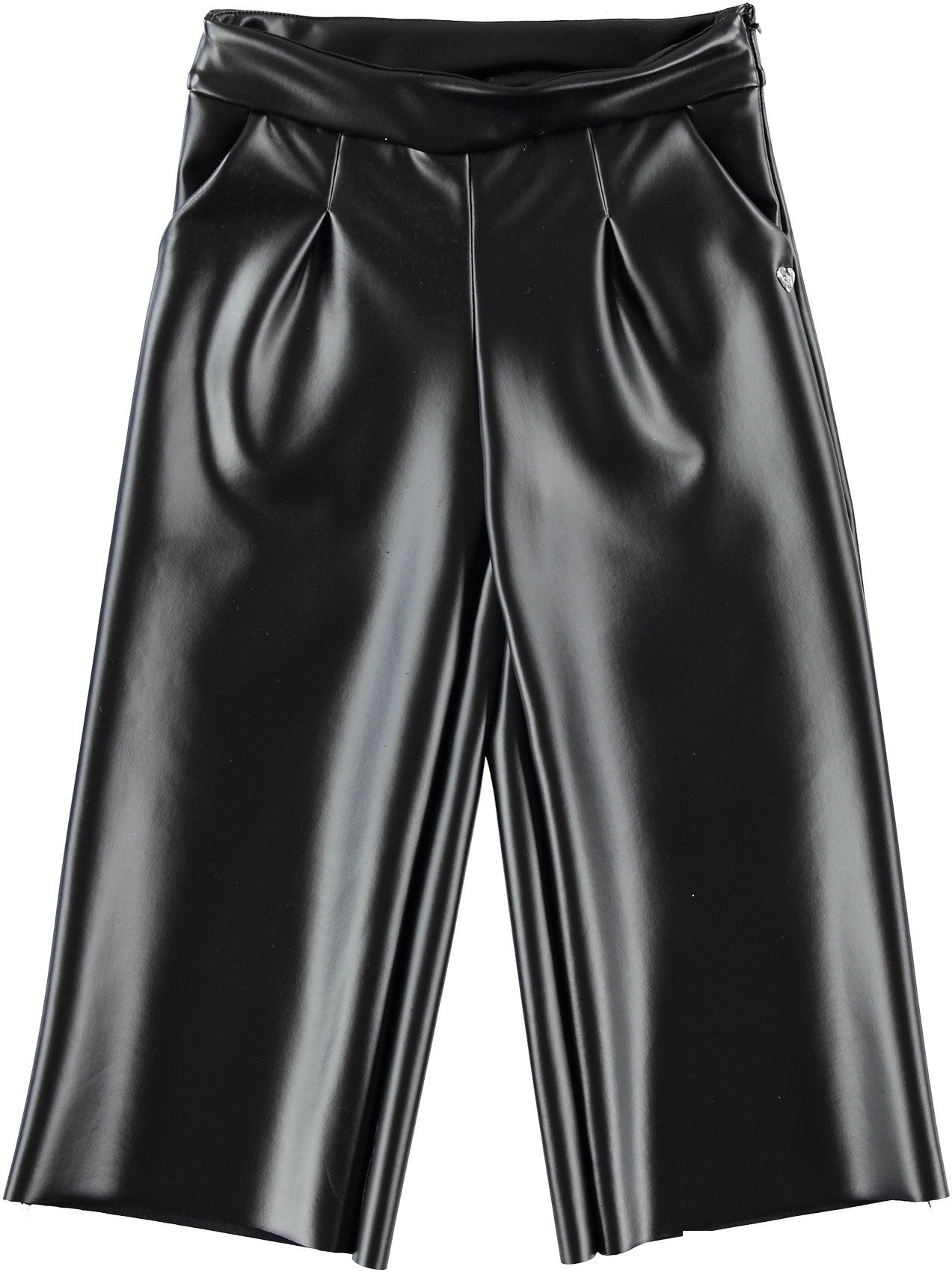 Pantalone Modello Crop In Ecopelle Nero Bambina Sarabanda K442 - SARABANDA - LuxuryKids